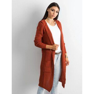 Long, knitted women´s brick-red sweater