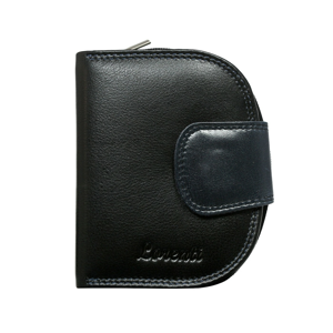 Leather navy blue women´s half-round wallet