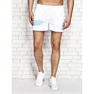 Men´s white swimming shorts with a print