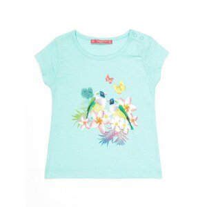 Mint T-shirt for a girl with exotic print and sequins
