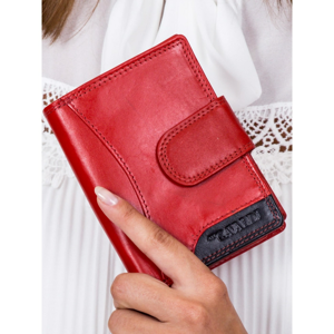 Red wallet with contrasting insert and stitching
