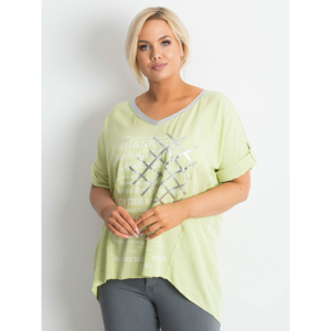 Women´s plus size blouse with a light green print