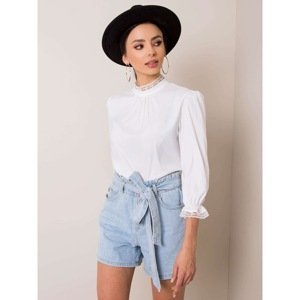 White blouse with a stand-up collar