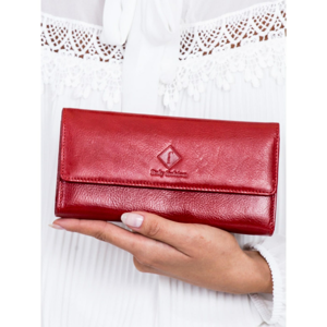 Women´s red leather wallet with an outer compartment