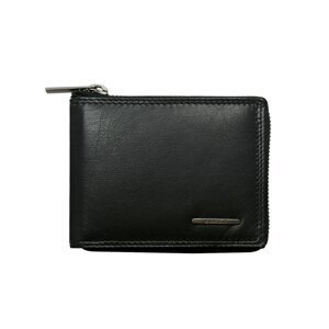 Leather wallet for a man with a black zipper