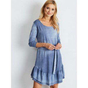 Women´s blue dress with a wide frill