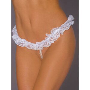 Erotic lace thong with white pearls