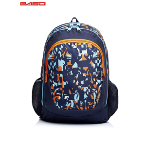 Navy school backpack with colorful patterns