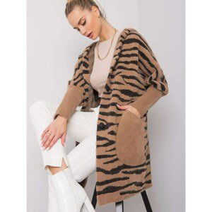 Dark beige alpaca coat in animal print