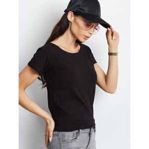 Black T-shirt with a cut-out and binding on the back