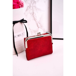 Small Women's Wallet Fastened With A Hook Red