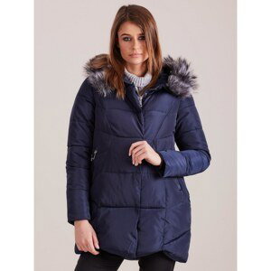 Navy blue winter jacket with hood