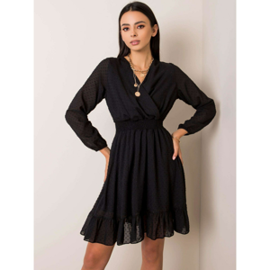 RUE PARIS Black women´s dress with a frill