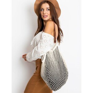 Beige and black woven bag