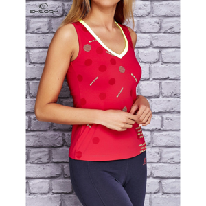 Pink logo sports top with polka dots