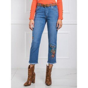 RUE PARIS Blue jeans with embroidery