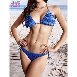 Blue lace bikini bottom with ties