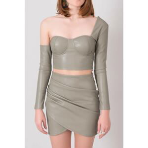 Lightweight khaki top BSL made of eco-leather