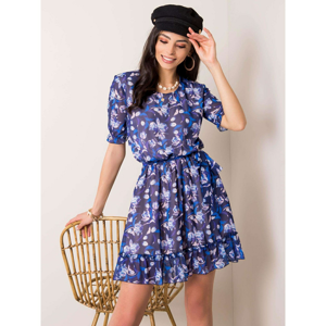 Navy blue dress with a floral print