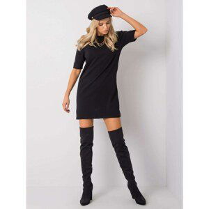 Basic black dress with rolled up sleeves