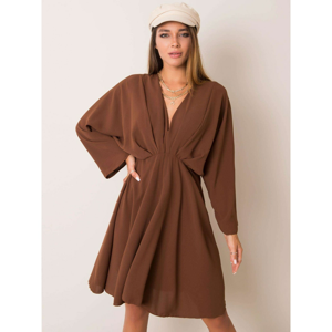 Brown dress with a triangle neckline