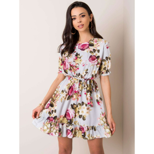 Gray floral dress with a frill
