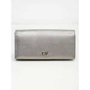 Elongated silver faux leather wallet