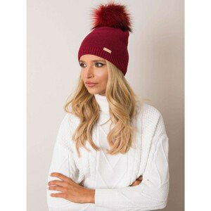 RUE PARIS Burgundy beanie with pompom