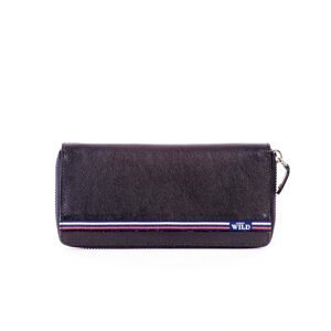 Black leather wallet with a zipper
