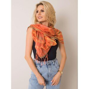 Plaid shawl with brick fringes