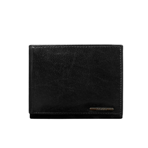 Black leather wallet without fastening