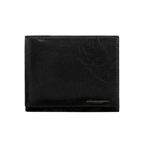 Black leather wallet for men with RFID system
