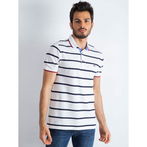 White striped cotton men´s polo shirt