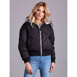 Black short jacket with contrasting hood