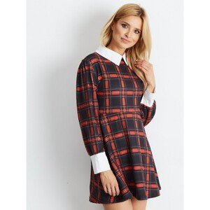 Black and white plaid dress with a collar and cuffs