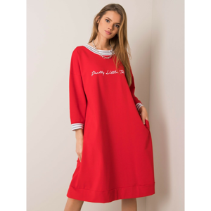 Red sweatshirt dress with an inscription
