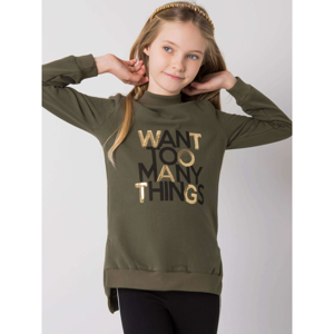 Khaki sweatshirt for a girl with sequins