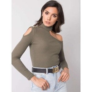 OH BELLA Khaki turtleneck blouse