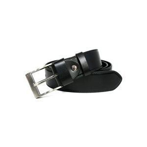Men´s black leather belt with decorative stitching