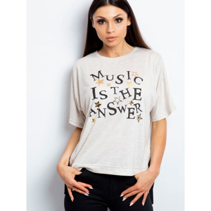 Beige t-shirt with a print and bows