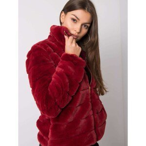 SUBLEVEL Dark red fur jacket without a hood