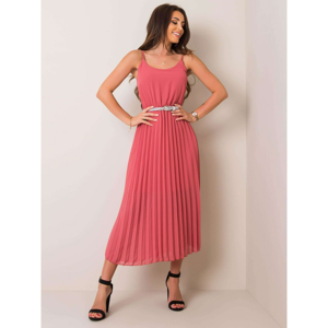 Dusty pink pleated midi dress