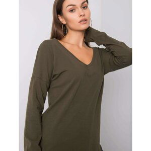 Khaki cotton blouse with long sleeves