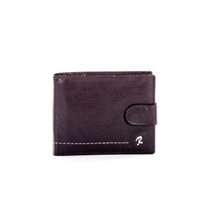 Natural black leather wallet with a latch