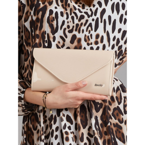 Lacquered women´s beige clutch bag
