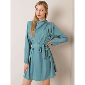 Turquoise dress with a tie