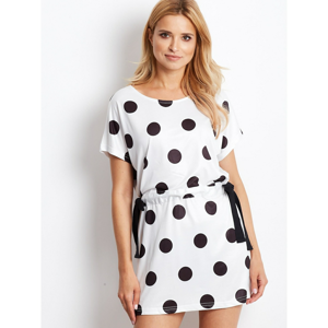 White lace-up polka dot dress