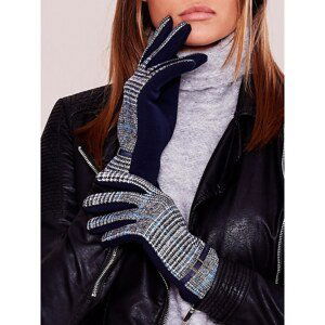 Elegant dark blue gloves with pattern