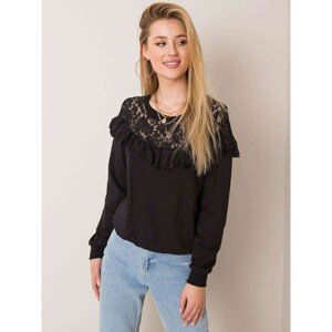 RUE PARIS Women´s black sweatshirt with lace