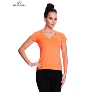 Fluorescent orange striped sports t-shirt for women